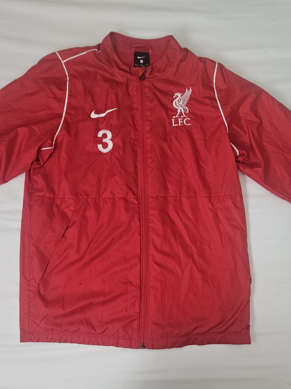 Nike Red Liverpool FC Kids Rain Jacket with White Accents